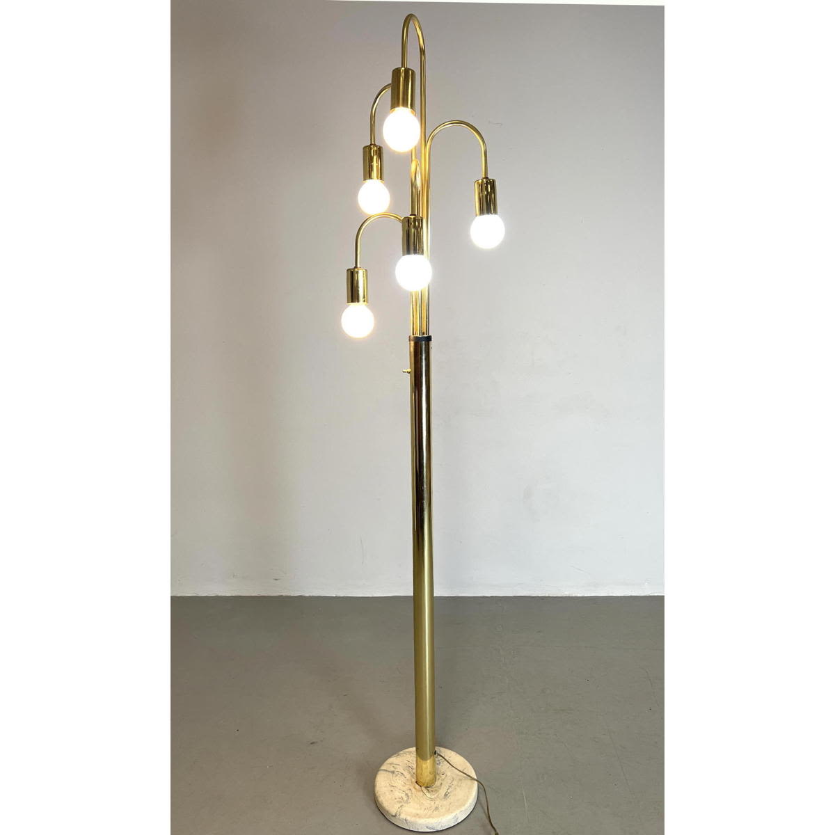 Appraisal: s Modern Brass Column Ball Bulb Floor Lamp Dimensions H