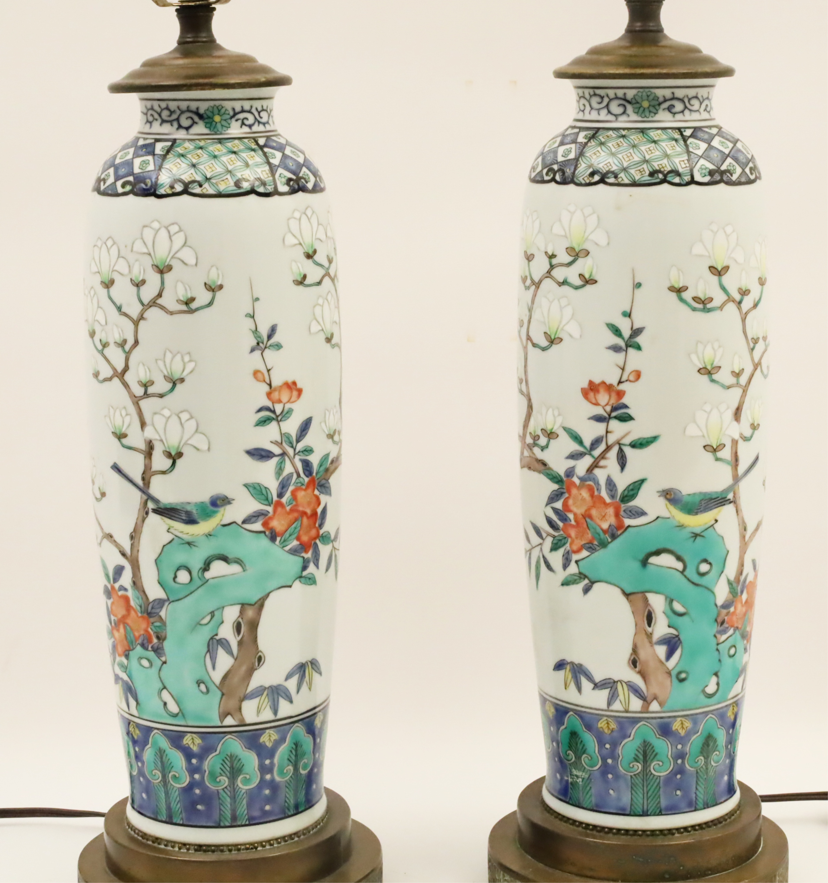 Appraisal: PR OF CHINESE FAMILLE ELEPHANT LEG VASES Pair of Chinese