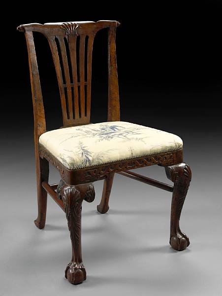 Appraisal: A George II III carved walnut side chair possibly Irish