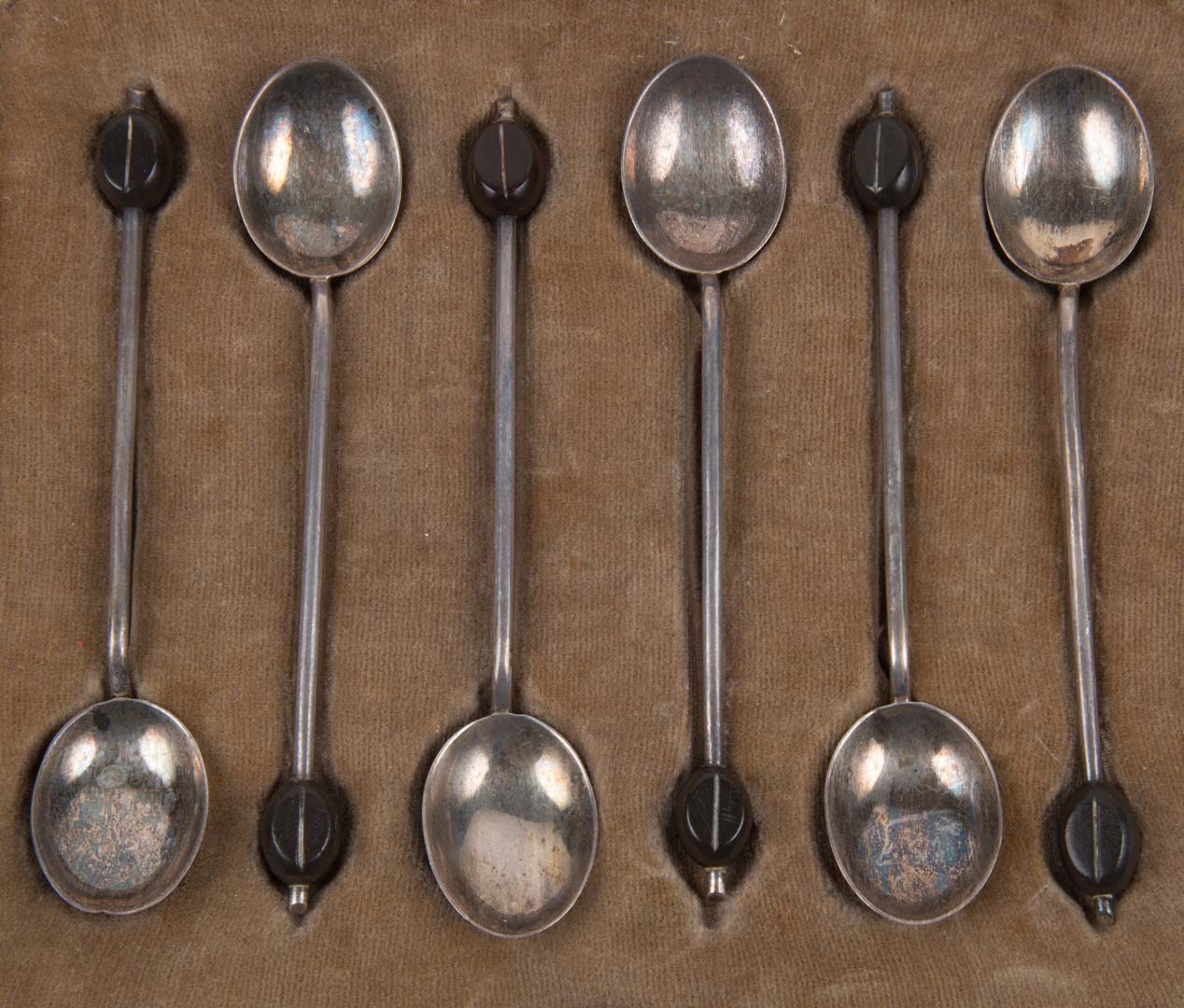 Appraisal: Six Continental sterling silver demitasse spoons Richard Attenborough London -