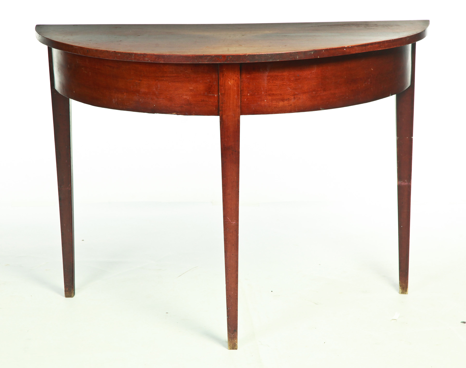 Appraisal: AMERICAN HEPPLEWHITE DEMILUNE TABLE Early th century cherry veneer and