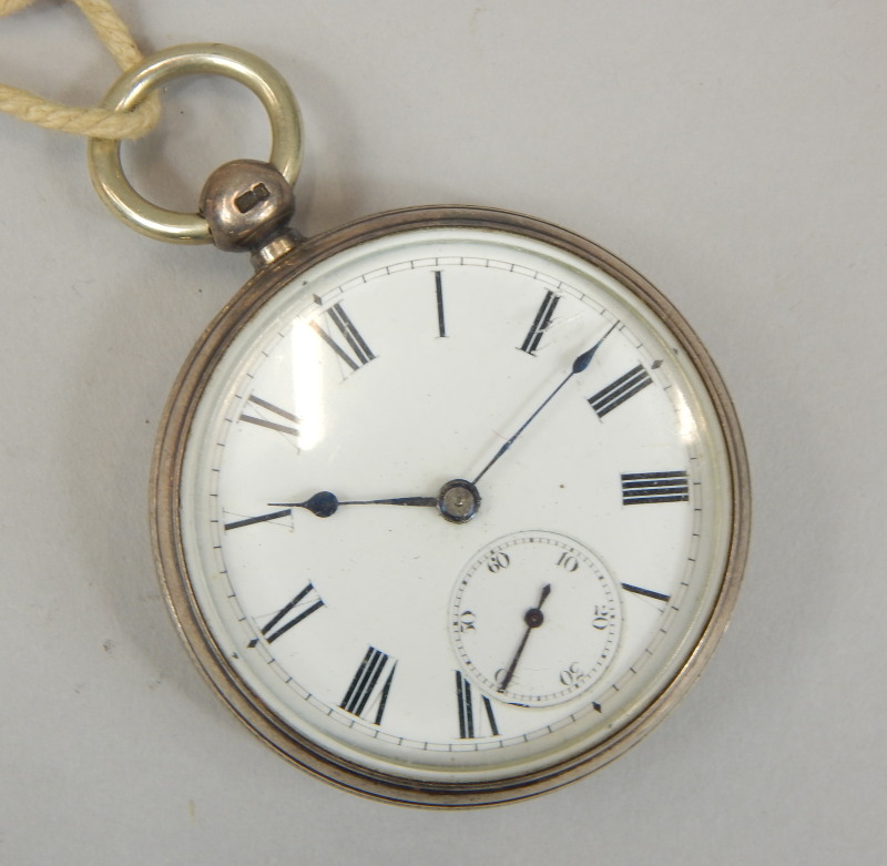 Appraisal: A Victorian silver pocket watch having enamel dial with Roman