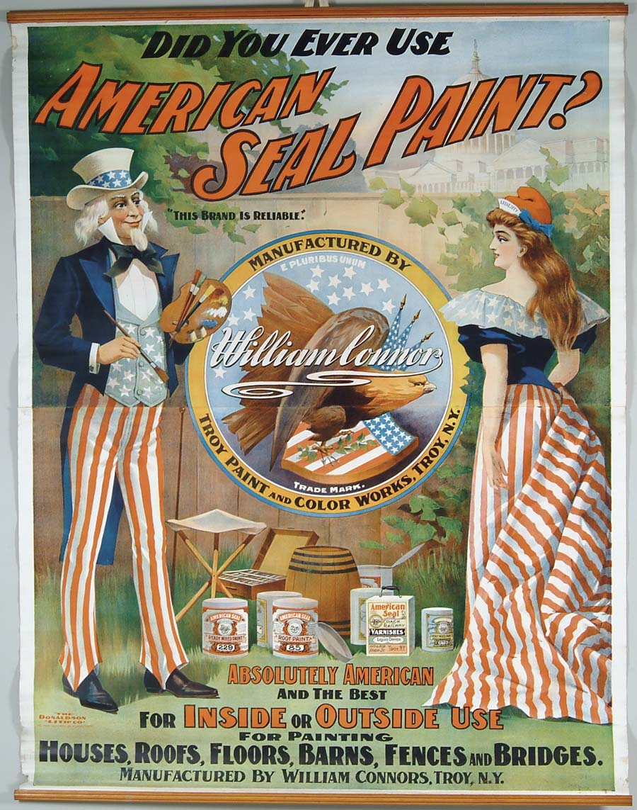 Appraisal: AMERICAN SEAL PAINT POSTER Extremely rare example of American advertising