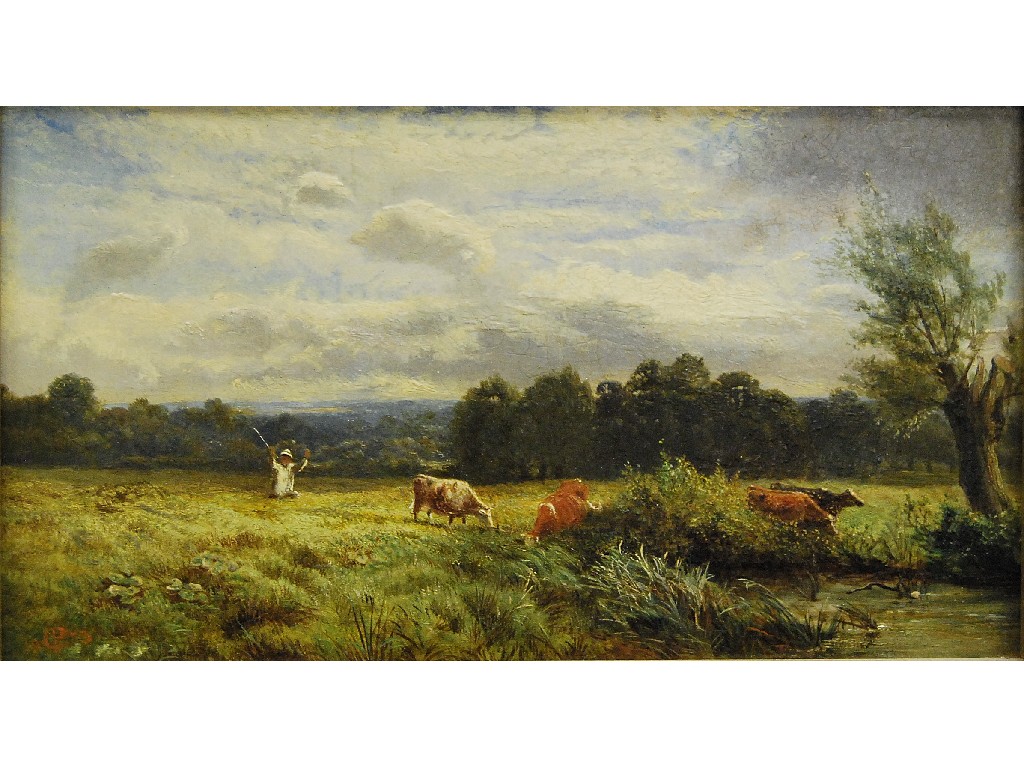 Appraisal: th century English School - Landscape with cowherd and cattle