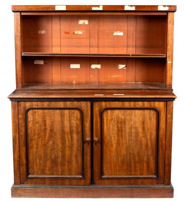 Appraisal: A th Century mahogany estate cabinet with bookcase over and