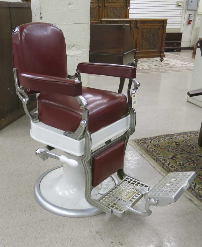 Appraisal: VINTAGE BARBER CHAIR Koken Barbers' Supply Co St Louis MO