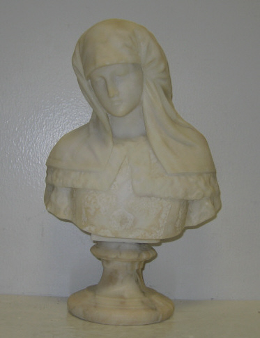 Appraisal: SCULPTURED MARBLE PORTRAIT BUST Depicting a young woman wearing veil