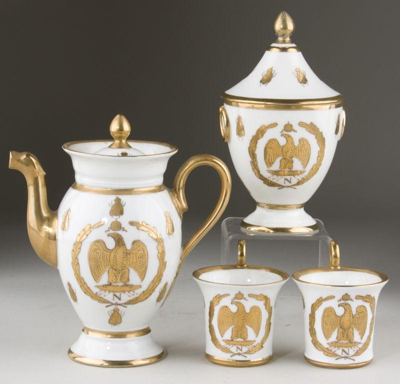 Appraisal: Sevres Porcelain Tea Set With Napoleonic Theme th c consisting