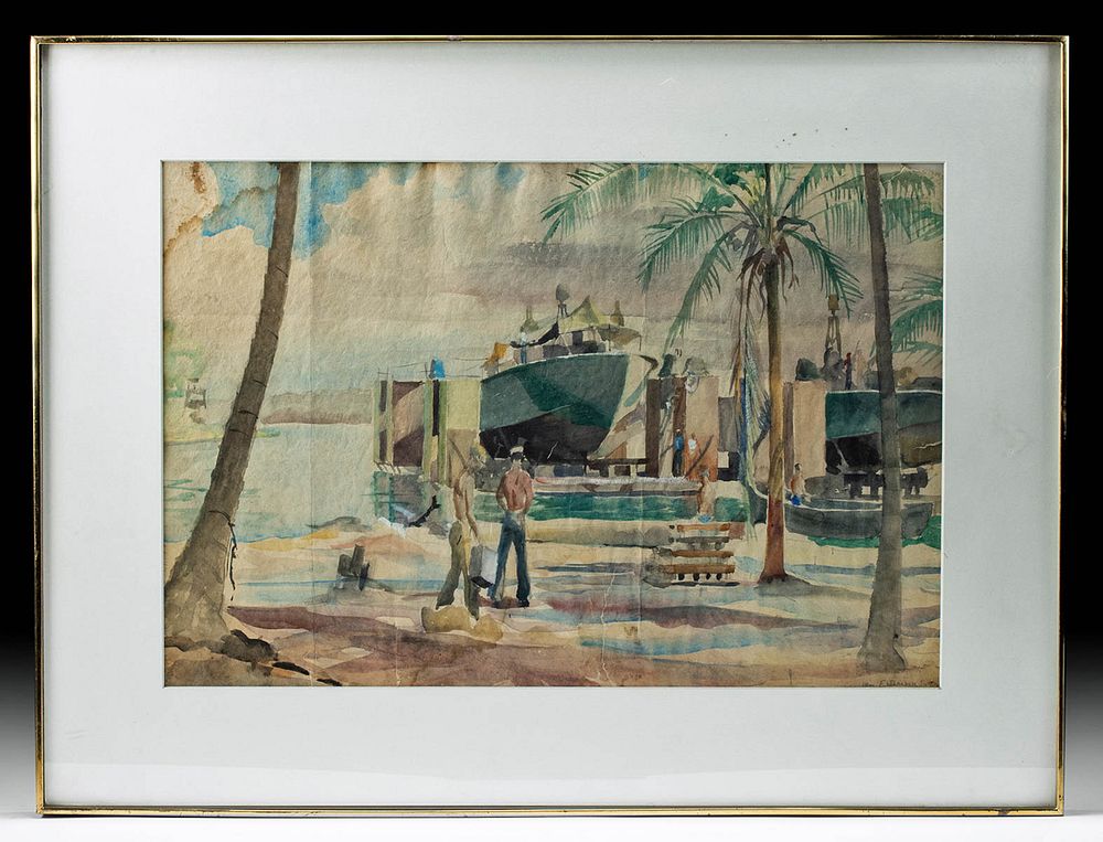 Appraisal: Framed William Draper Painting - WWII Sailors William Franklin Draper