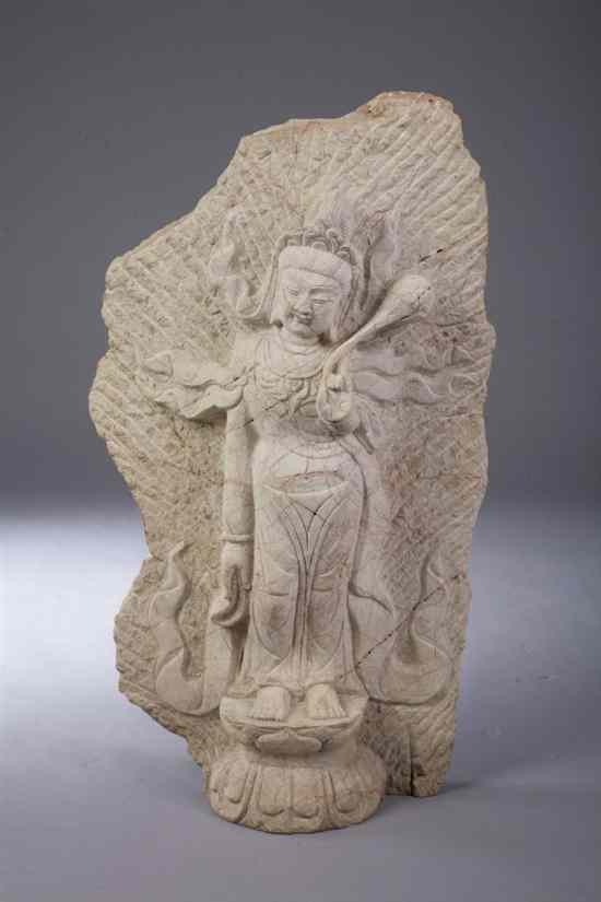 Appraisal: CHINESE STONE FIGURE OF GUANYIN - in high