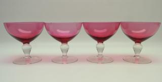 Appraisal: Cranberry Glass Goblets As Is Set of cranberry glass goblets