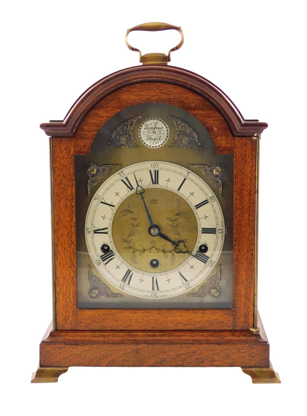 Appraisal: CLOCK ELLIOT LONDON MAHOGANY TEMPUS FUGIT BRACKET CLOCK TH C