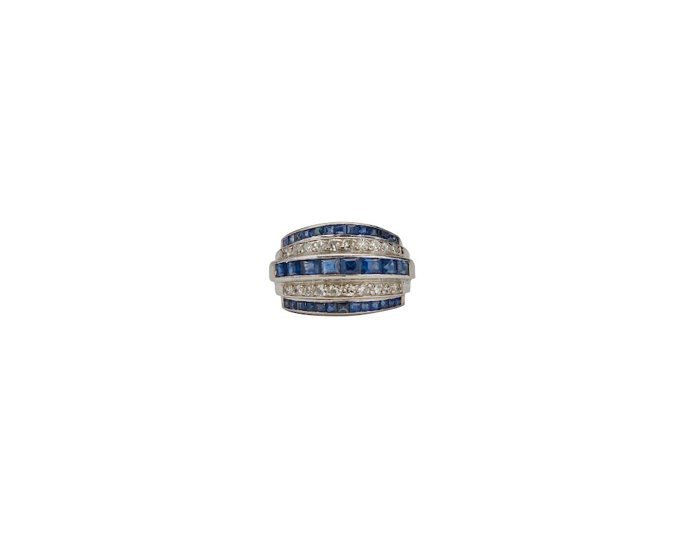 Appraisal: Platinum Sapphire and Diamond Ring Platinum Sapphire and Diamond Ring