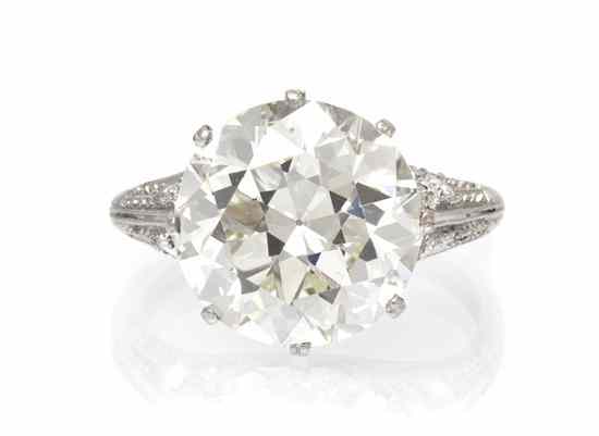 Appraisal: An Important Art Deco Platinum and Diamond Ring containing one