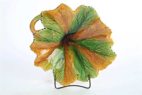 Appraisal: VILLEROY BOCH MAJOLICA DISH In the form of a leaf