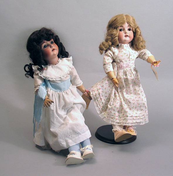 Appraisal: German turn-of-the-century Bisque Dolls Lot of German bisque headed dolls