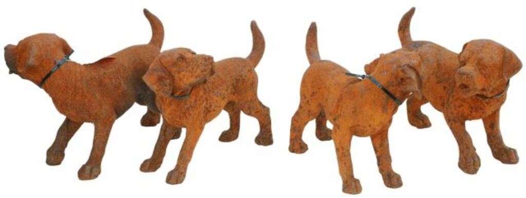 Appraisal: Small cast iron garden statues in the form of standing