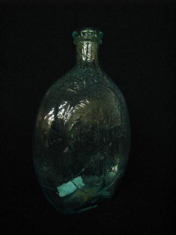 Appraisal: Antique bottle flask Winter-Summer in aqua open pontil '' high