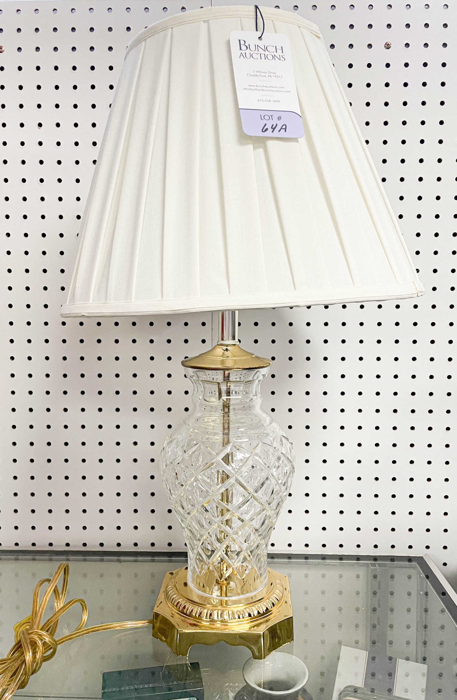 Appraisal: Crystal table lamp lattice thumbprint body - h overall