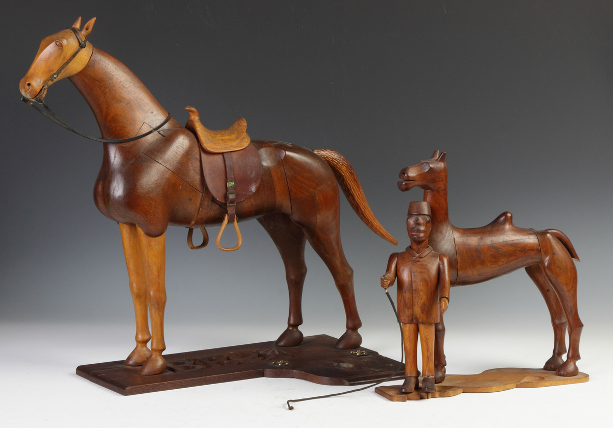 Appraisal: Stack Laminated Carved Walnut Maple Model of a Horse Early