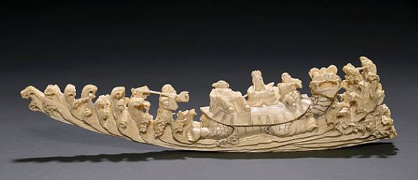 Appraisal: A carved ivory figural group th Century Depicting the characters