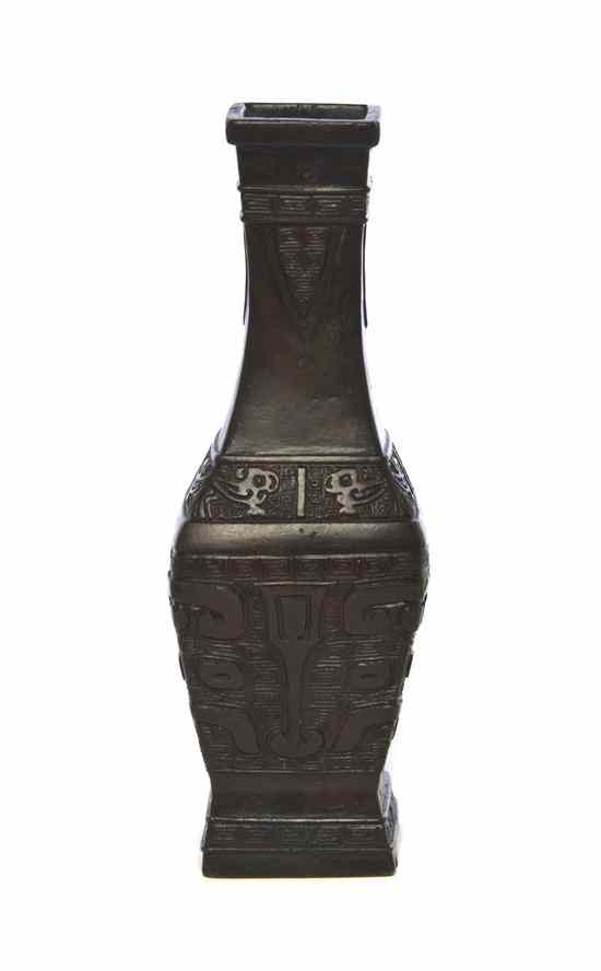 Appraisal: A Chinese Bronze Baluster Vase likely Ming dynasty having flared