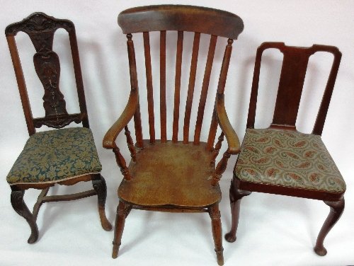 Appraisal: A slat back kitchen armchair a splat back chair on