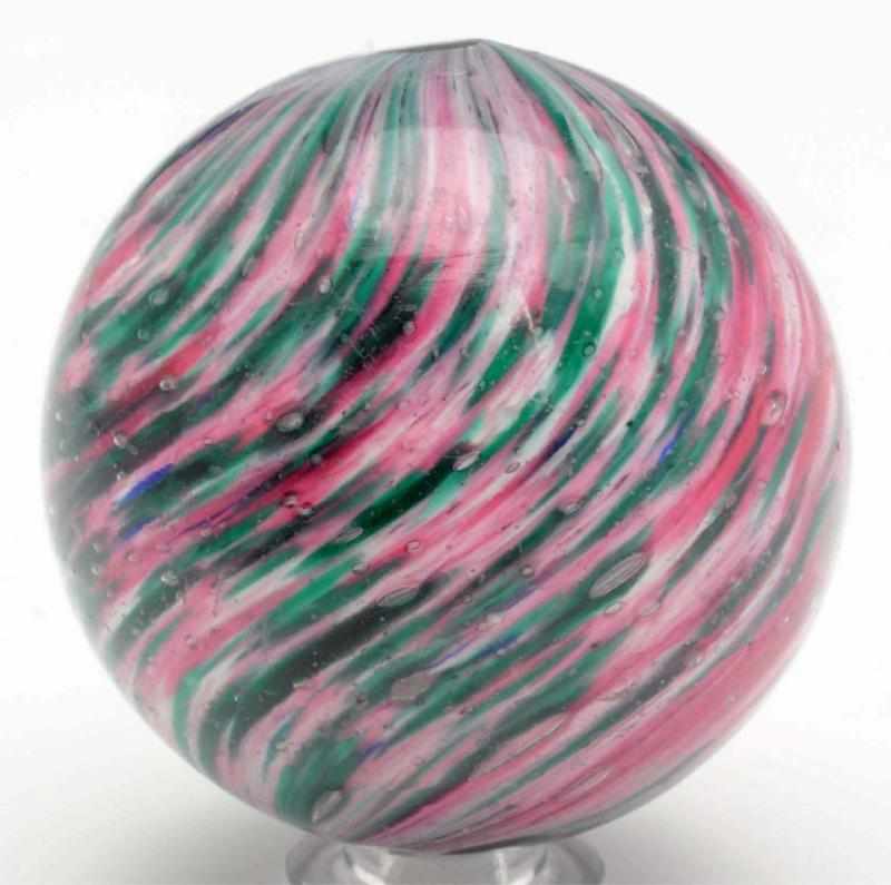 Appraisal: Striking Multicolored Onionskin Marble White base with great twist of