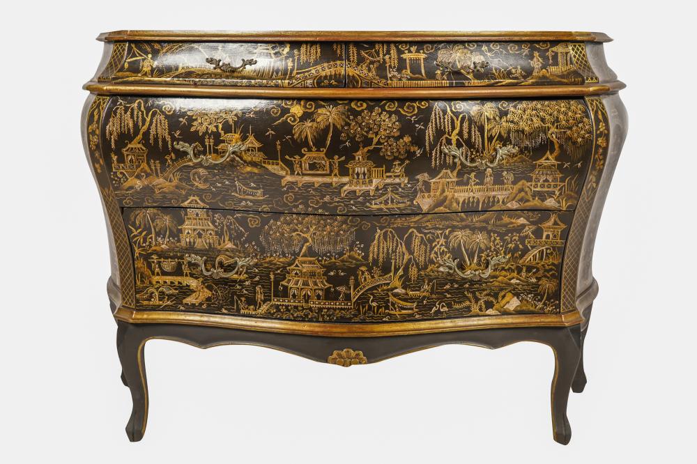 Appraisal: ITALIAN ROCOCO STYLE CHINOISERIE PAINTED COMMODE st century the serpentine