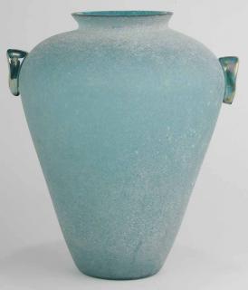 Appraisal: Large Scavo Glass Vase probably Italian late th century turquoise