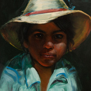 Appraisal: Ramon Rice American - Portrait of a Boy Oil on