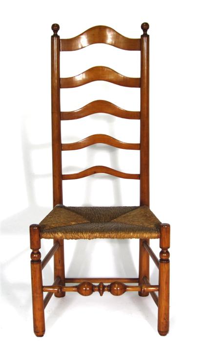 Appraisal: Rush seat ladder back side chairpennsylvania circa