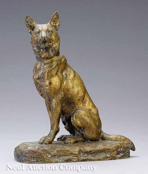 Appraisal: A Small Bronze Figure of a Seated German Shepherd Paris