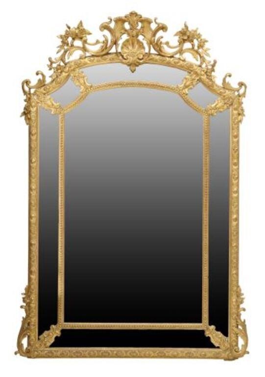 Appraisal: French Louis XV style giltwood and gesso parclose mirror th