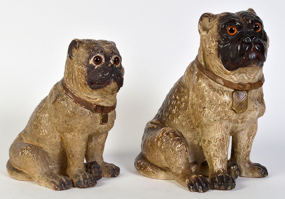 Appraisal: English Ceramic Pug Tobacco Jars English ceramic tobacco jars formed