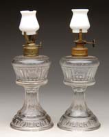 Appraisal: PAIR OF MINI LAMPS S - Clear glass ribbed pattern