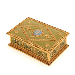 Appraisal: E F Caldwell enamel and gilt bronze box E F