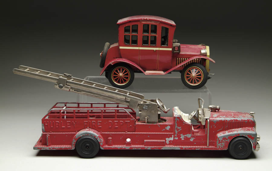 Appraisal: DIECAST HUBLEY FIRE DEPT TRUCK AND JAPANESE BATTERY OPERATED OLD