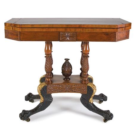 Appraisal: Classical Parcel Gilt Mahogany Fold-Over Card Table Estimate -