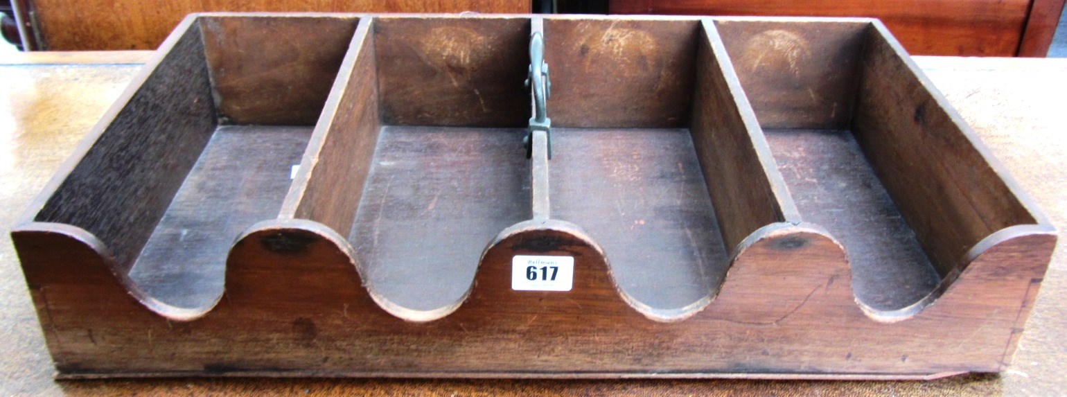 Appraisal: A th century mahogany four division cutlery wine box tray