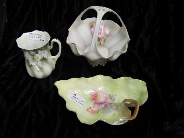 Appraisal: Pcs R S Prussia Porcelain basket leaf dish a mug