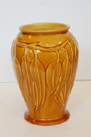 Appraisal: MELROSE WARE ORANGE GLAZED LEAF BRANCH DECORATED VASE