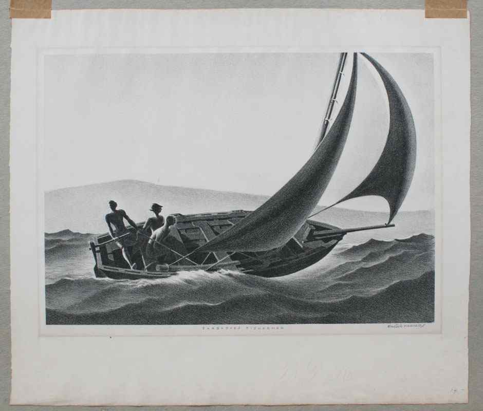 Appraisal: HOOVER Ellison American - ''Barbadoes Fisherman'' Lithograph with margins measures