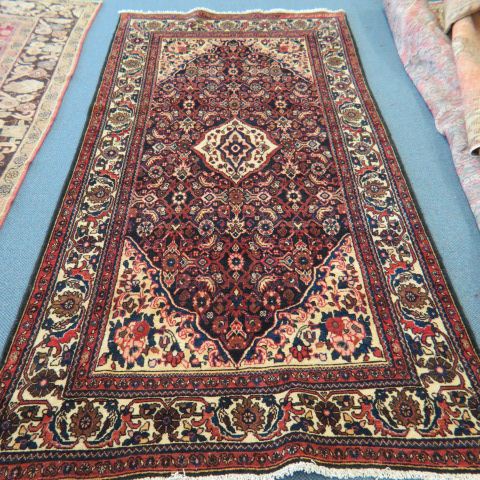 Appraisal: Hamadan Persian Handmade Rug deep rich colors overall stylized florals