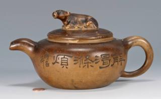 Appraisal: th c Chinese Yixing Teapot th century Chinese Yixing pottery