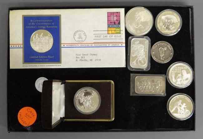 Appraisal: Sterling Silver tokens including Canadian Olympiad Russian Olympics oz plus