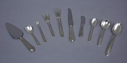 Appraisal: RICHARD WALLACE MONOGRAMED SILVER -PIECE FLATWARE SERVICE Comprising dinner knives