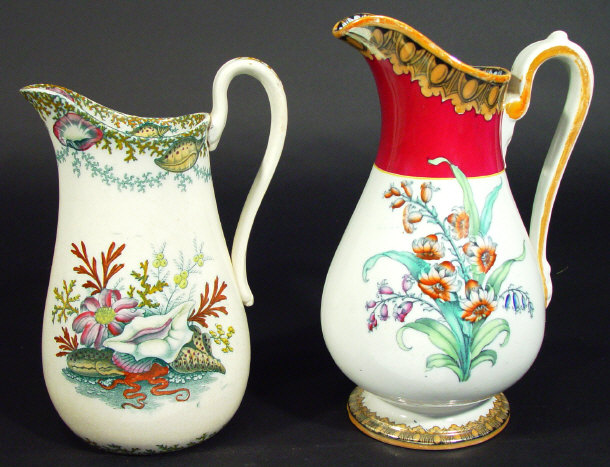 Appraisal: Two Victorian pottery jugs each hand coloured and transfer printed