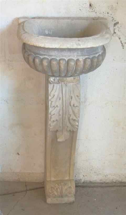 Appraisal: FRENCH CARVED STONE WALL FOUNTAIN the basin carved with fluting