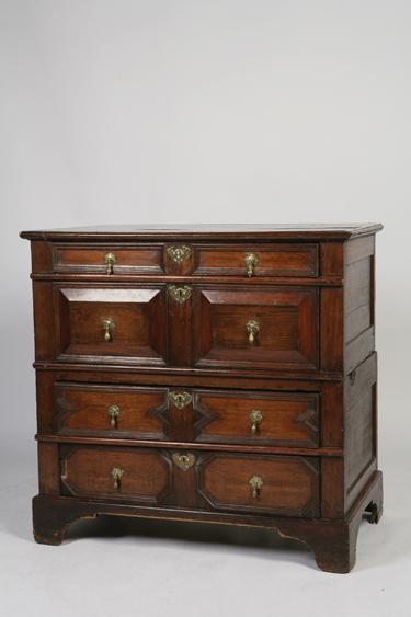 Appraisal: A WILLIAM AND MARY OAK TWO PART CHEST OF DRAWERS